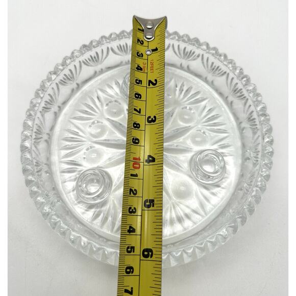 Princess House USA Exclusive 24% Lead Crystal 3 Taper Candle Holder 6" Across - Picture 8 of 9